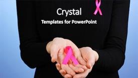  Presentation with pink ribbon hands - Audience pleasing presentation theme consisting of breast cancer - woman with pink ribbon backdrop and a black colored foreground