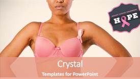  Presentation with breast cancer awareness - Amazing PPT theme having breast cancer awareness badge backdrop and a coral colored foreground