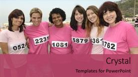  Presentation with diverse women - Presentation theme featuring breast cancer awareness charity race background and a red colored foreground