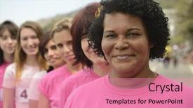  Presentation with breast cancer awareness - Presentation theme with breast cancer awareness charity race background and a coral colored foreground