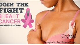  Presentation with breast cancer awareness - Amazing presentation design having breast cancer awareness message backdrop and a coral colored foreground