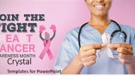  Presentation with pink ribbon hands - Audience pleasing PPT layouts consisting of breast cancer awareness message backdrop and a lemonade colored foreground