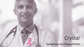  Presentation with breast cancer awareness - Beautiful PPT theme featuring breast cancer awareness ribbon backdrop and a  colored foreground