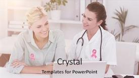  Presentation with breast cancer - Audience pleasing PPT layouts consisting of breast cancer awareness ribbon backdrop and a light gray colored foreground