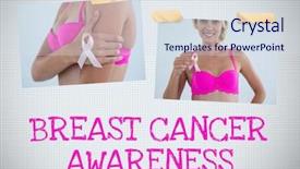  Presentation with photo collage - Presentation design enhanced with breast cancer awareness text background and a  colored foreground