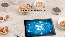  Presentation with breast cancer - Colorful PPT layouts enhanced with breast-cancer-concept-in-tablet backdrop and a lemonade colored foreground