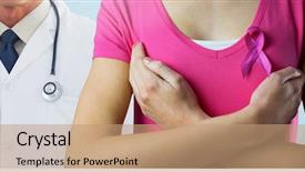  Presentation with pink ribbon breast awareness - Presentation theme with breast cancer doctor and woman background and a coral colored foreground