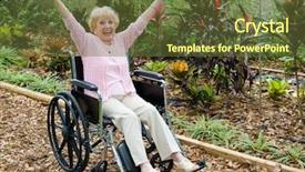  Presentation with wheelchair - Amazing presentation design having nurse free - beautiful senior lady in wheelchair backdrop and a tawny brown colored foreground