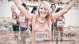  Presentation with marathon running race - Theme featuring breast cancer marathon race background and a soft green colored foreground