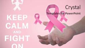  Presentation with hold hand - Slides consisting of breast cancer research - hand of man pretending background and a lemonade colored foreground