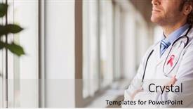  Presentation with breast cancer diagnosis - Amazing slides having breast cancer ribbon against thoughtful backdrop and a light gray colored foreground