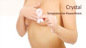  Presentation with breast cancer - Beautiful presentation design featuring breast cancer templates - topless woman with pink ribbon backdrop and a lemonade colored foreground