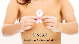  Presentation with pink ribbon - Cool new theme with breast cancer templates - topless woman with pink ribbon backdrop and a coral colored foreground