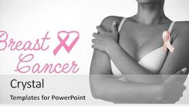  Presentation with breast cancer imaging - Slides consisting of breast cancer text with ribbon background and a light gray colored foreground