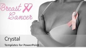  Presentation with breast cancer free - Presentation enhanced with breast cancer text with ribbon background and a light gray colored foreground