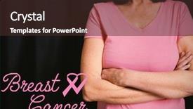  Presentation with breast cancer pocket - Amazing slide deck having breast cancer text with ribbon backdrop and a  colored foreground
