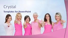  Presentation with breast cancer - Presentation consisting of breast cancer women with sky clouds background background and a sky blue colored foreground