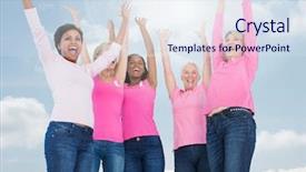  Presentation with breast cancer free - Beautiful presentation design featuring breast cancer women with sky backdrop and a  colored foreground
