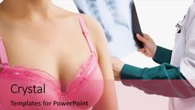  Presentation with xray - Slide deck having breast examination - doctor examine xray result background and a coral colored foreground