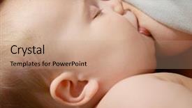  Presentation with breast feeding - Presentation theme consisting of breast feeding - baby breastfeeding closeup background and a coral colored foreground