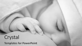  Presentation with breast feeding - Presentation with portrait of a female holding a coin and piggy bank on a gray background background and a gray colored foreground