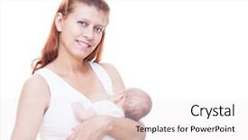  Presentation with mother feeding baby breast milk - Audience pleasing slide deck consisting of breast feeding - mother and newborn baby lactation backdrop and a white colored foreground