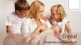  Presentation with breast feeding - Audience pleasing PPT theme consisting of breast feeding - mother breastfeeding her baby backdrop and a coral colored foreground