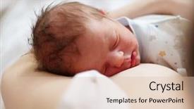  Presentation with breast feeding - Colorful slide deck enhanced with breast feeding - one day old newborn baby backdrop and a lemonade colored foreground