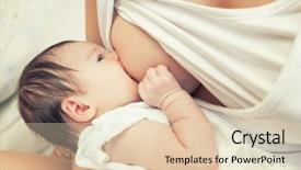  Presentation with breast feeding - Colorful presentation theme enhanced with breast feeding - soft focus image of newborn backdrop and a lemonade colored foreground