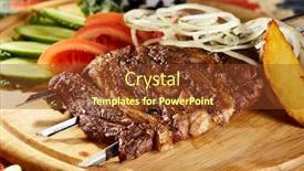  Presentation with breast - Slide deck featuring breast-of-lamb-skewers-garnished background and a tawny brown colored foreground