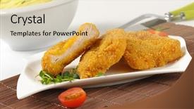  Presentation with pita bread on plate - Presentation theme enhanced with breast on brown place mat background and a lemonade colored foreground