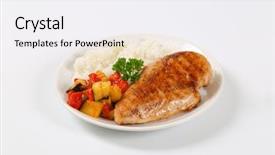  Presentation with pita bread on plate - Amazing presentation having breast with rice and grill backdrop and a white colored foreground