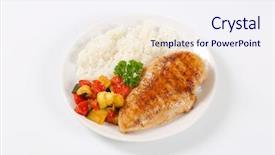  Presentation with poultry meat - PPT layouts enhanced with breast with rice and grill background and a sky blue colored foreground