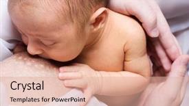  Presentation with breastfeeding - Audience pleasing slides consisting of breastfeeding young mother feeding cute backdrop and a coral colored foreground