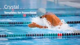  Presentation with water splash - Amazing PPT layouts having breaststroke-swimmer-in-a-race backdrop and a teal colored foreground
