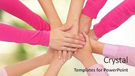  Presentation with healthcare - Presentation design with breat cancer - healthcare people gesture and medicine background and a coral colored foreground