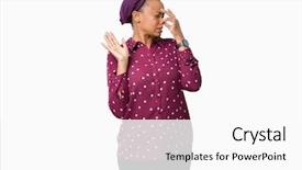  Presentation with african american in technology - Beautiful theme featuring breath with fingers on nose backdrop and a white colored foreground