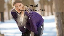  Presentation with rest - Slide set consisting of breathing - athlete female stopped running background and a coral colored foreground