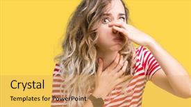  Presentation with breathing - Audience pleasing slide deck consisting of breathing - beautiful young blonde woman backdrop and a yellow colored foreground