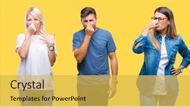  Presentation with people collage - Amazing PPT theme having breathing - collage of group people women backdrop and a yellow colored foreground