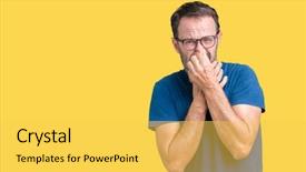  Presentation with bad breath - PPT layouts with breathing - handsome middle age hoary senior background and a yellow colored foreground