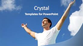  Presentation with stretching - Slide deck consisting of breathing - man stretching arms up towards background and a ocean colored foreground