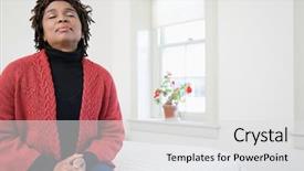  Presentation with breathing - Colorful PPT theme enhanced with breathing - one woman with her eyes backdrop and a light gray colored foreground