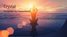  Presentation with breathing - PPT layouts consisting of breathing - woman yoga silhouette background and a coral colored foreground