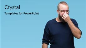  Presentation with special education young adult man - Presentation theme enhanced with breathing - young caucasian hipster man wearing background and a light blue colored foreground