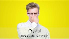  Presentation with breathing - Audience pleasing PPT theme consisting of breathing - young handsome blond man smelling backdrop and a yellow colored foreground