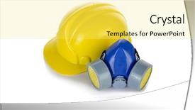  Presentation with compressed gas oxygen - Slide set featuring breathing aparatis - hard hat helmet and gas background and a yellow colored foreground