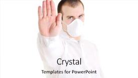  Presentation with breathing - PPT theme with breathing aparatis - man gesturing stop background and a  colored foreground