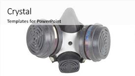 Presentation with old - Beautiful slides featuring breathing aparatis - old used respirator isolated backdrop and a white colored foreground
