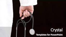  Presentation with physician - PPT theme enhanced with breathing aparatis - physician holding a stethoscope background and a black colored foreground